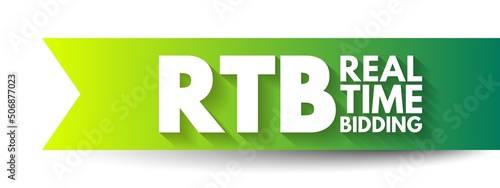 RTB Real-Time Bidding - process in which digital advertising inventory is bought and sold, acronym text concept background