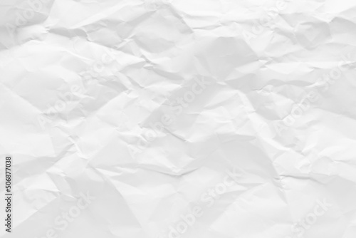 White crumpled paper texture background, clean white wrinkled paper, top view.