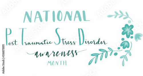 June National PTSD Awareness Month hand lettering vector illustration hand lettering vector illustration