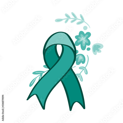 PTSD Awareness and Support Ribbon Symbol illustration vector with flowers