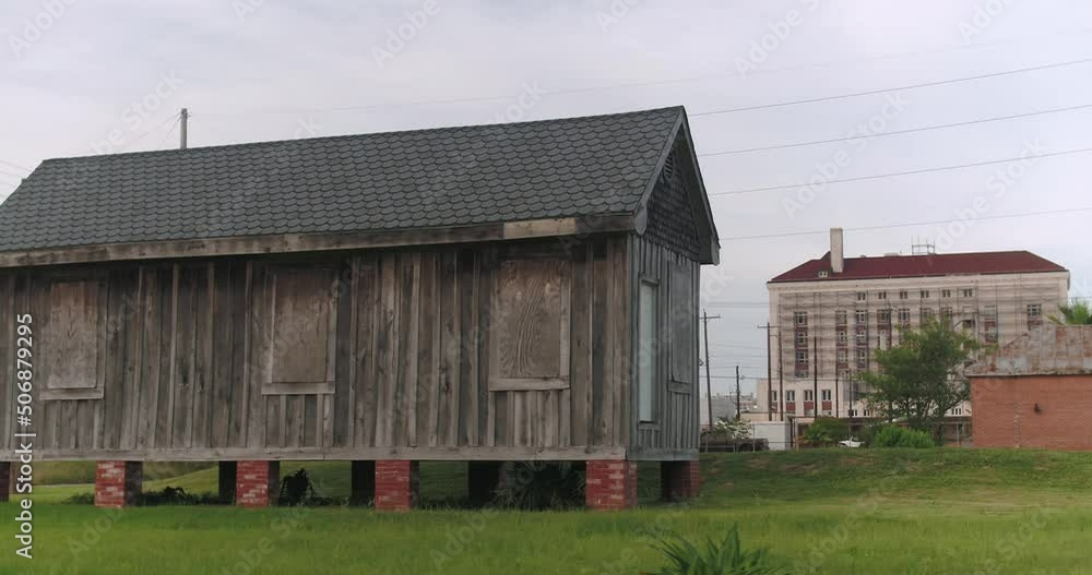 Low angle establishing shot of old house in Galveston, Texas Low angle establishing shot of old house in Galveston, Texas