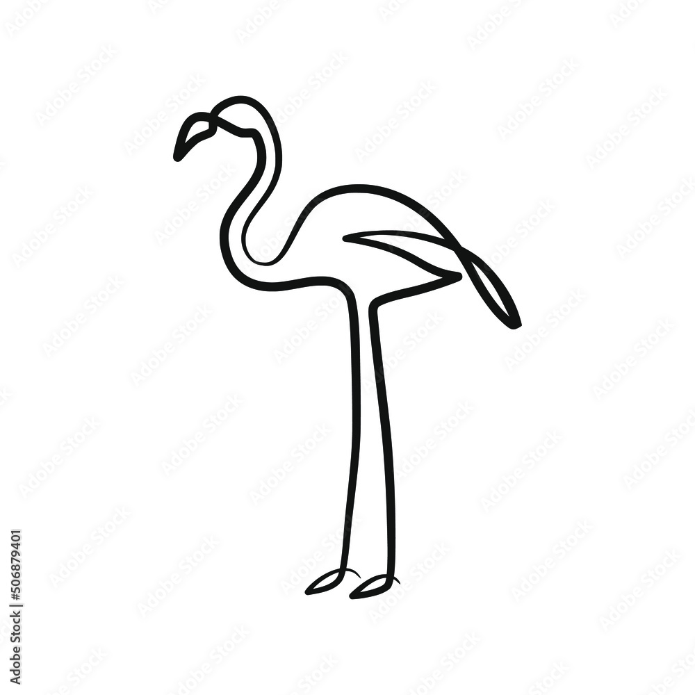 Flamingo continuous one line art drawing