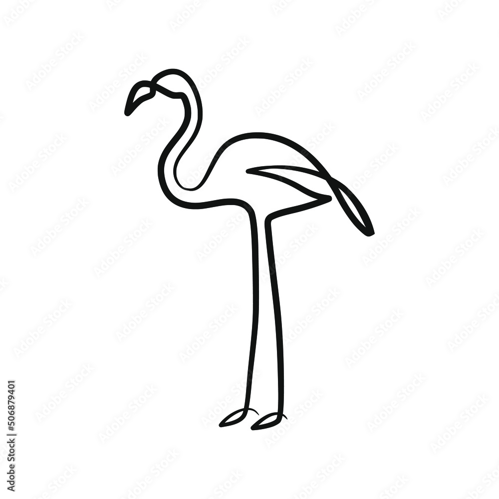 Obraz premium Flamingo continuous one line art drawing
