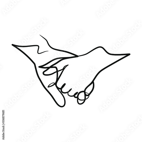 Continuous one line art drawing hands couple