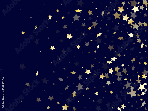 Gold falling star sparkle elements of glitter gradient vector background.