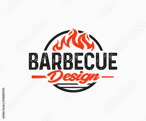 BBQ Party Logo Template. Grill, BBQ Logo Design Template. Barbecue Logo Design