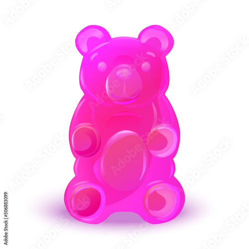 Bright colorful gummy bear jelly candy. Yummy sweet realistic vector isolated illustration. 