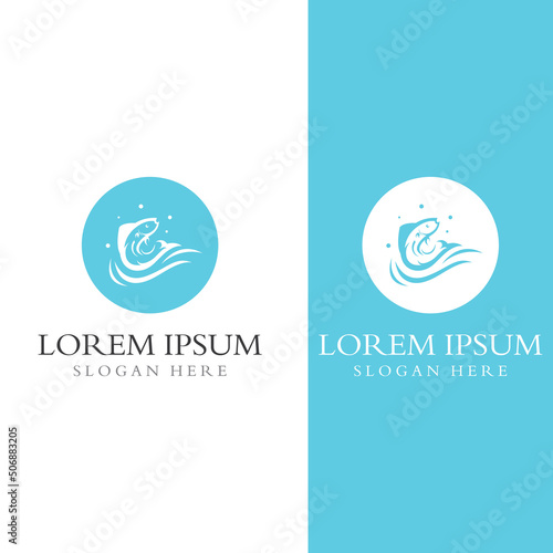 Fish logo, fishinghook, fish oil and seafood restaurant icon. With vector icon concept design illustration template