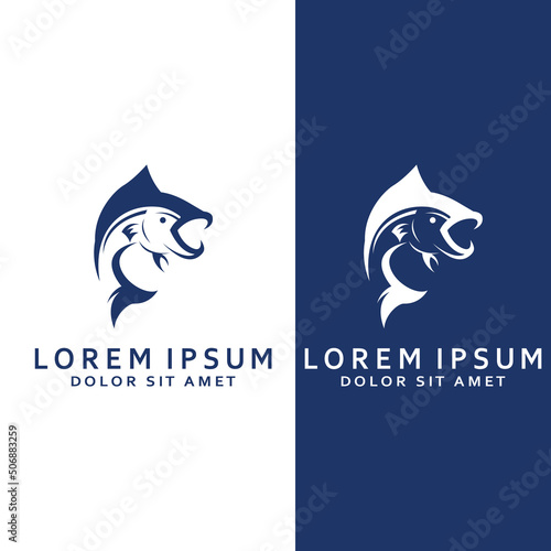 Fish logo, fishinghook, fish oil and seafood restaurant icon. With vector icon concept design illustration template