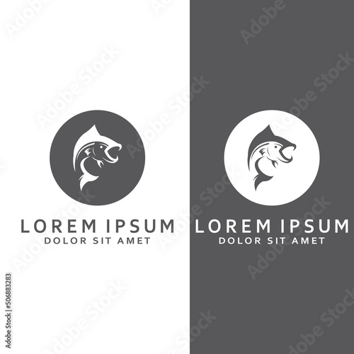 Fish logo, fishinghook, fish oil and seafood restaurant icon. With vector icon concept design illustration template