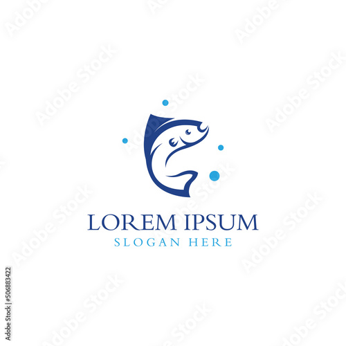 Fish logo, fishinghook, fish oil and seafood restaurant icon. With vector icon concept design illustration template