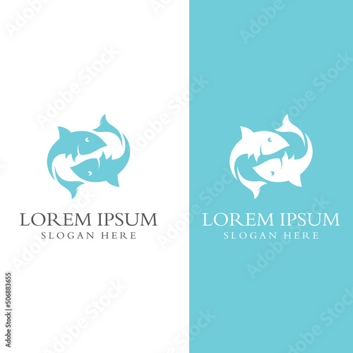 Fish logo, fishinghook, fish oil and seafood restaurant icon. With vector icon concept design illustration template