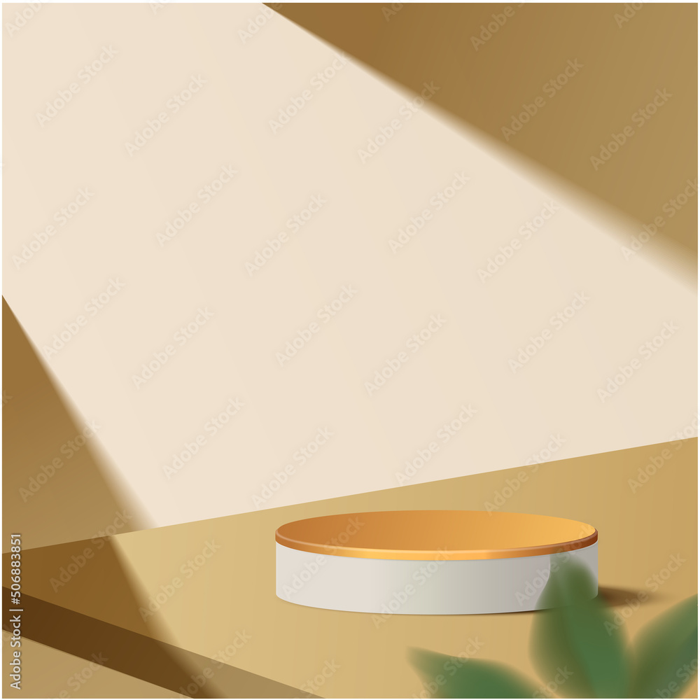 Abstract minimal scene. podium with leaves in clean background for product presentation displays. Abstract minimal scene. podium with leaves in clean background for product presentation displays.