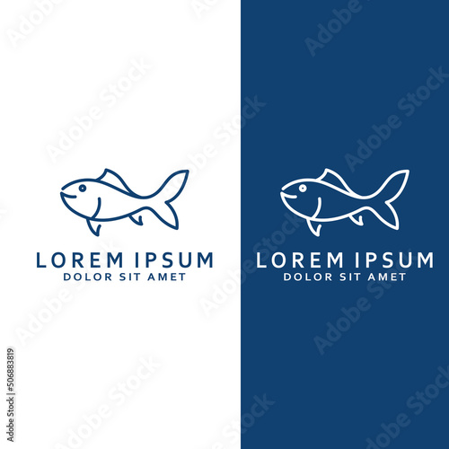 Fish logo, fishinghook, fish oil and seafood restaurant icon. With vector icon concept design illustration template