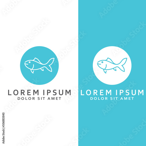 Fish logo, fishinghook, fish oil and seafood restaurant icon. With vector icon concept design illustration template