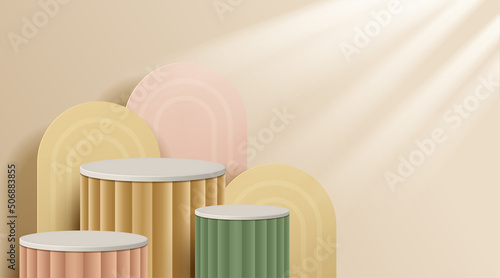 Abstract minimal scene. podium with in clean background for product presentation displays.