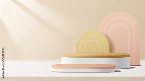 Abstract minimal scene. podium with in clean background for product presentation displays.