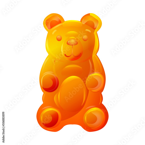 Bright colorful gummy bear jelly candy. Yummy sweet realistic vector isolated illustration. 