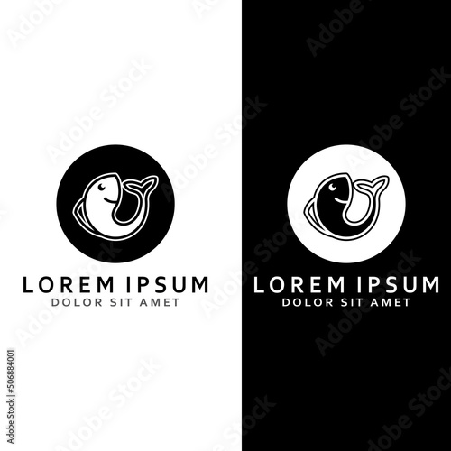 Fish logo, fishinghook, fish oil and seafood restaurant icon. With vector icon concept design illustration template