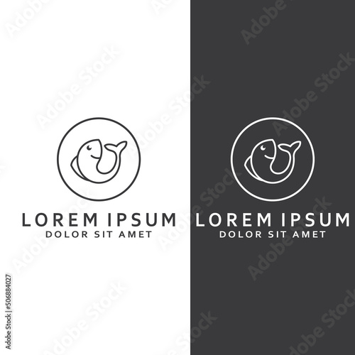 Fish logo, fishinghook, fish oil and seafood restaurant icon. With vector icon concept design illustration template