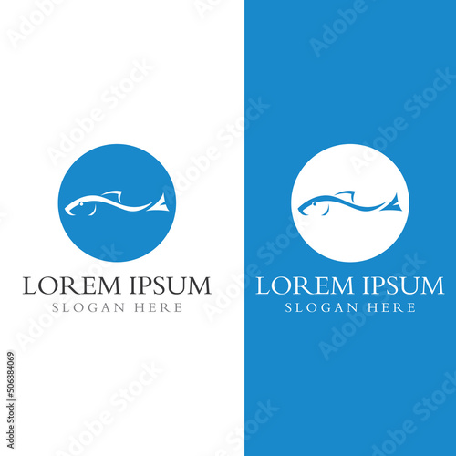 Fish logo, fishinghook, fish oil and seafood restaurant icon. With vector icon concept design illustration template