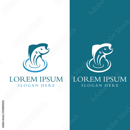 Fish logo, fishinghook, fish oil and seafood restaurant icon. With vector icon concept design illustration template