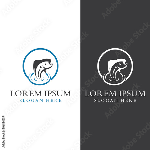Fish logo, fishinghook, fish oil and seafood restaurant icon. With vector icon concept design illustration template