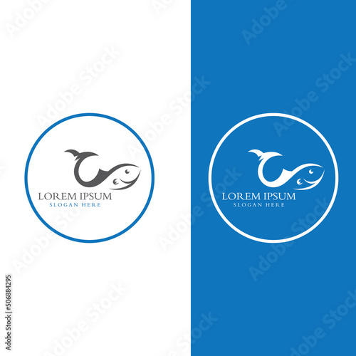 Fish logo, fishinghook, fish oil and seafood restaurant icon. With vector icon concept design illustration template