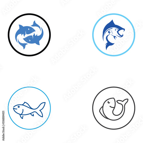 Fish logo, fishinghook, fish oil and seafood restaurant icon. With vector icon concept design illustration template