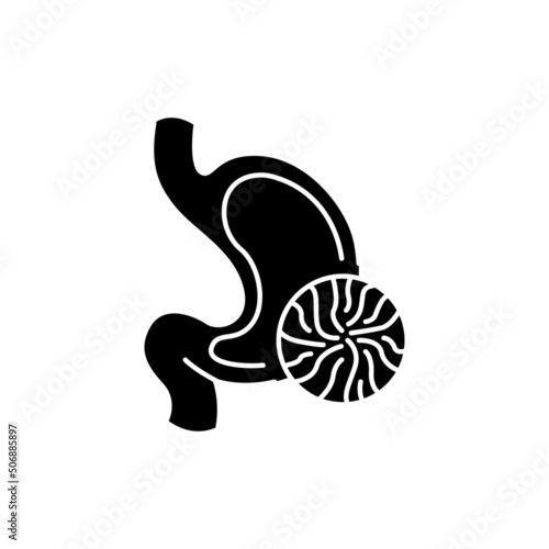 Gastric ulcer color line icon. Human diseases.