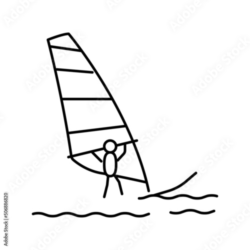 windsurfing extreme sport line icon vector illustration