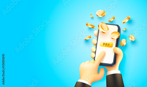 Smart phone pay service, financial application mobile, banner banking. Vector
