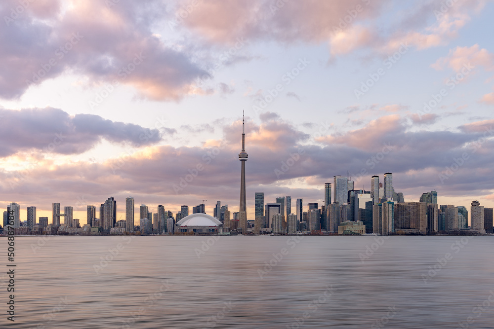 Toronto, Canada - Photograph - The skyline at sunset as seen from the islands