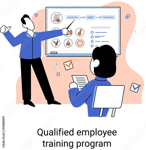 Help in professional development metaphor. Qualified employee training program. Refresher course. Human resource management organization. Business education workshop. School personality growth in team