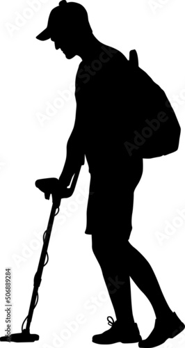 man with metal detector silhouette