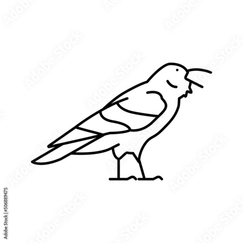 raven bird line icon vector illustration