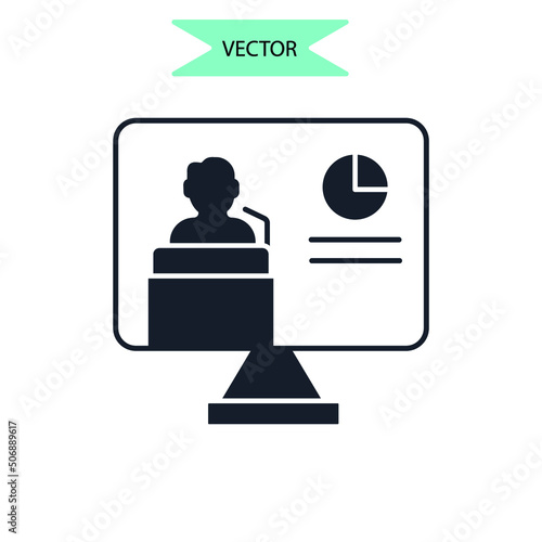 seminar icons symbol vector elements for infographic web