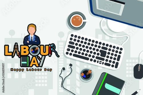 Happy Labour Day simple vector web background.