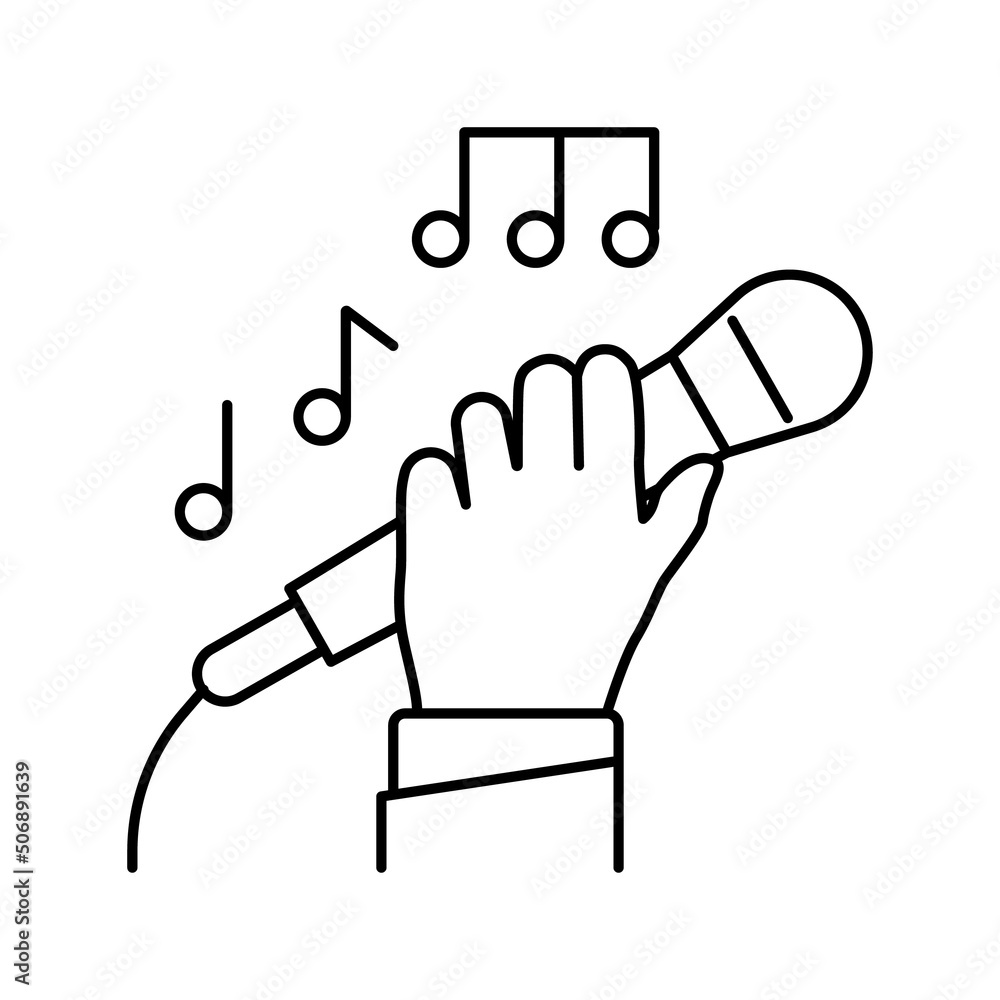 song singing line icon vector illustration song singing line icon vector illustration