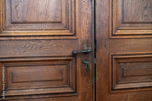 Baroque palace door. There is stucco