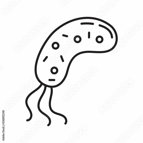 Bacteria, virus icon in line, outline style. Viral infection, amoeba, infusoria simple sign for app, web.