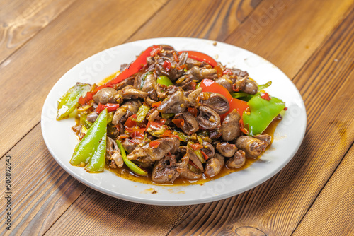 Special Chinese Food Stir-fried Spicy Chicken Heart