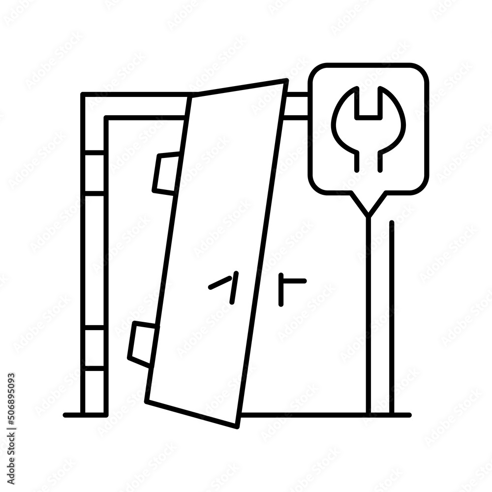 door repairs line icon vector illustration door repairs line icon vector illustration