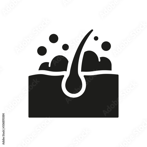 Hair Wash Silhouette Icon. Follicle Washing with Shampoo and Foam Black Pictogram. Treatment of Hygiene Hair Icon. Isolated Vector Illustration