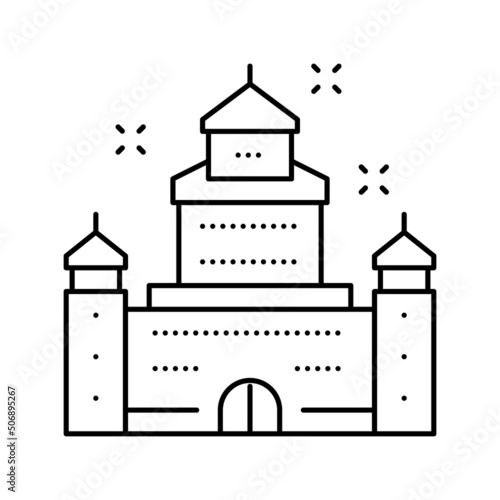 carnival castle amusement park line icon vector illustration