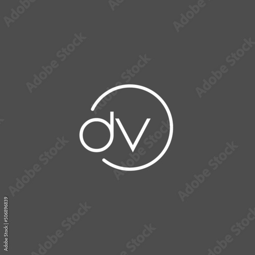 Letter DV logo monogram with circles line style, simple but elegant logo design