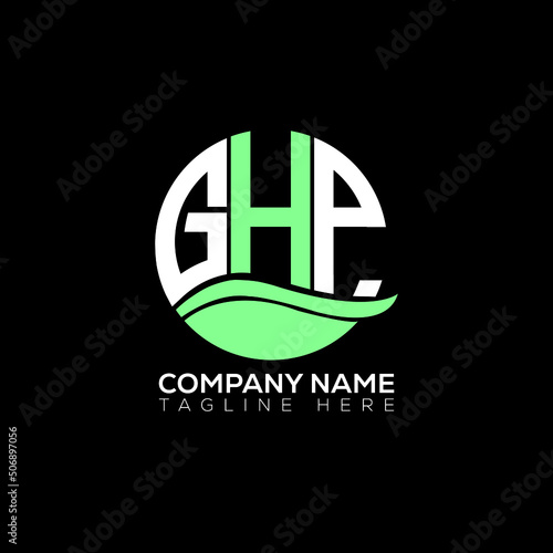 GHP logo monogram isolated on circle element design template, GHP letter logo design on black background. GHP creative initials letter logo concept.  GHP letter design. photo