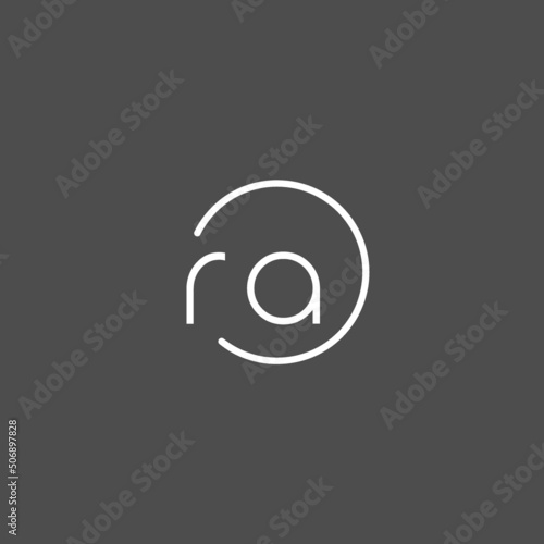 Letter RA logo monogram with circles line style, simple but elegant logo design