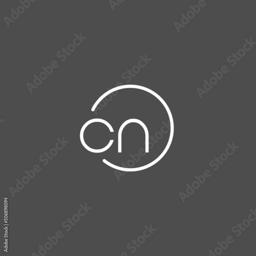 Letter CN logo monogram with circles line style, simple but elegant logo design