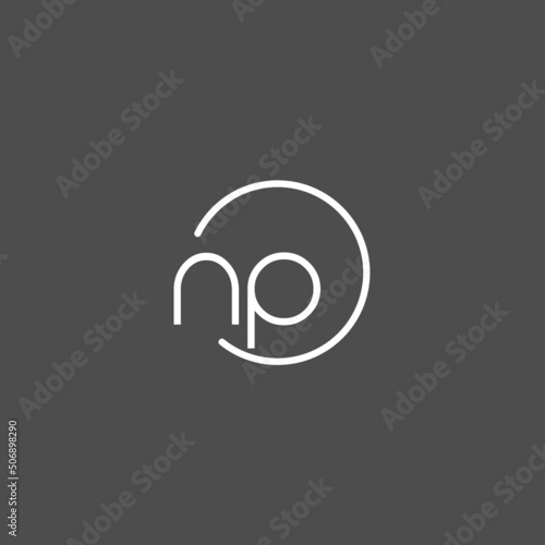 Letter NP logo monogram with circles line style, simple but elegant logo design